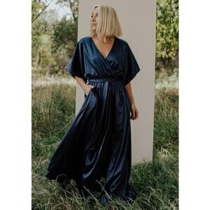 Baltic Born Savannah Print Kimono Maxi Dress Leopard Navy Blue Large